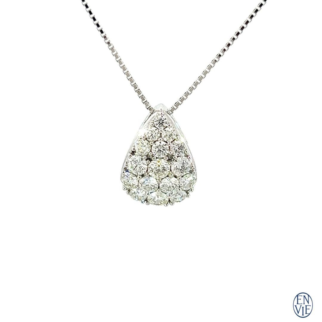 18K白金 天然钻石坠链 18K Diamond Necklace - 项链 - 贵金属 