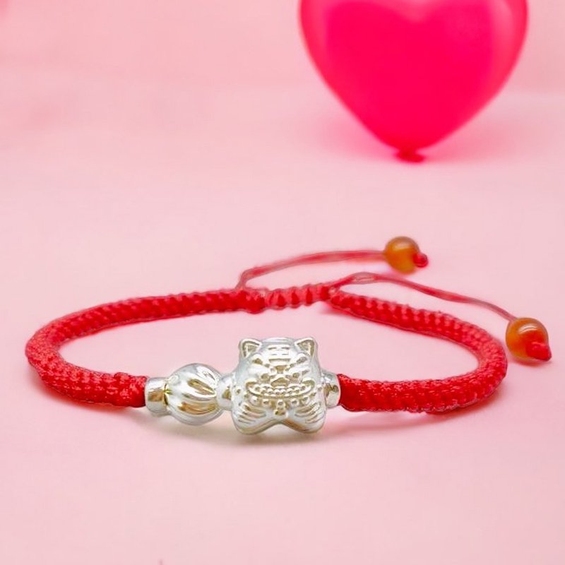圣诞礼物|开运*虎爷好野纯银红线手链(红绳 避邪 开运 旺财旺福) - 手链/手环 - 宝石 红色
