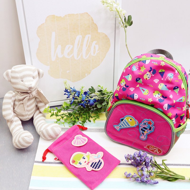 【Are We There Yet?】创意任意贴儿童防走失背包(美人鱼)2-5y - 背包/袋子 - 聚酯纤维 粉红色