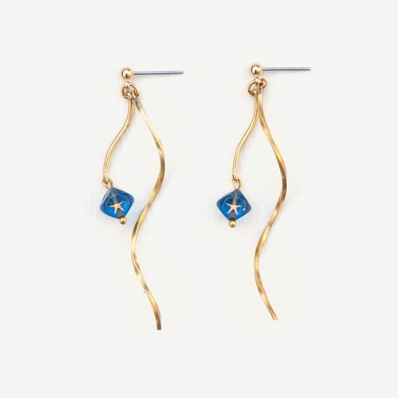 星星系列 - 流星耳环 耳针/耳夹 - 耳环/耳夹 - 其他金属 蓝色