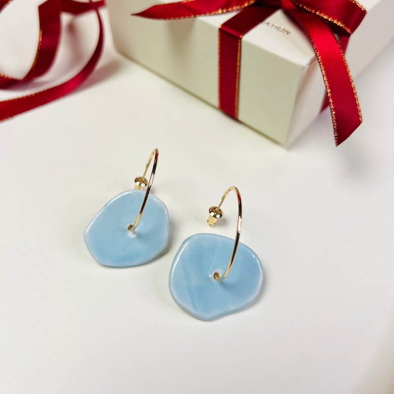 Urban Chic 陶瓷耳环 Sky Blue Flow 圣诞 派对 礼物 包装 - 耳环/耳夹 - 瓷 蓝色