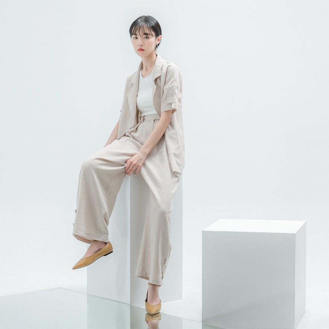 【Summer Wave】限量2入组合F - 女装上衣 - 棉 卡其色