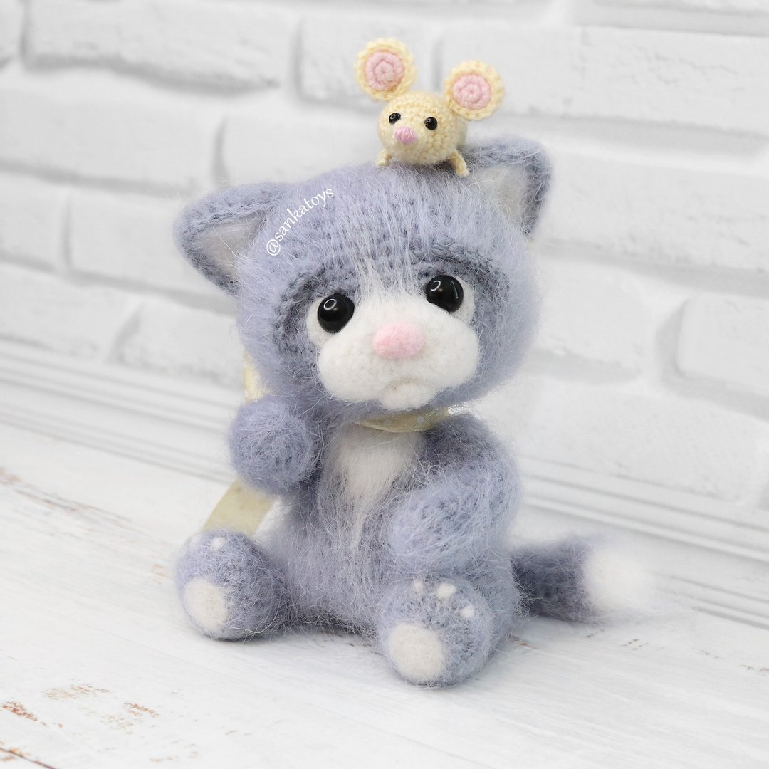 Crochet pattern Kitten Persik with mouse, PDF Digital Download, DIY cat tutorial - 手工艺教程/工具书 - 其他材质 