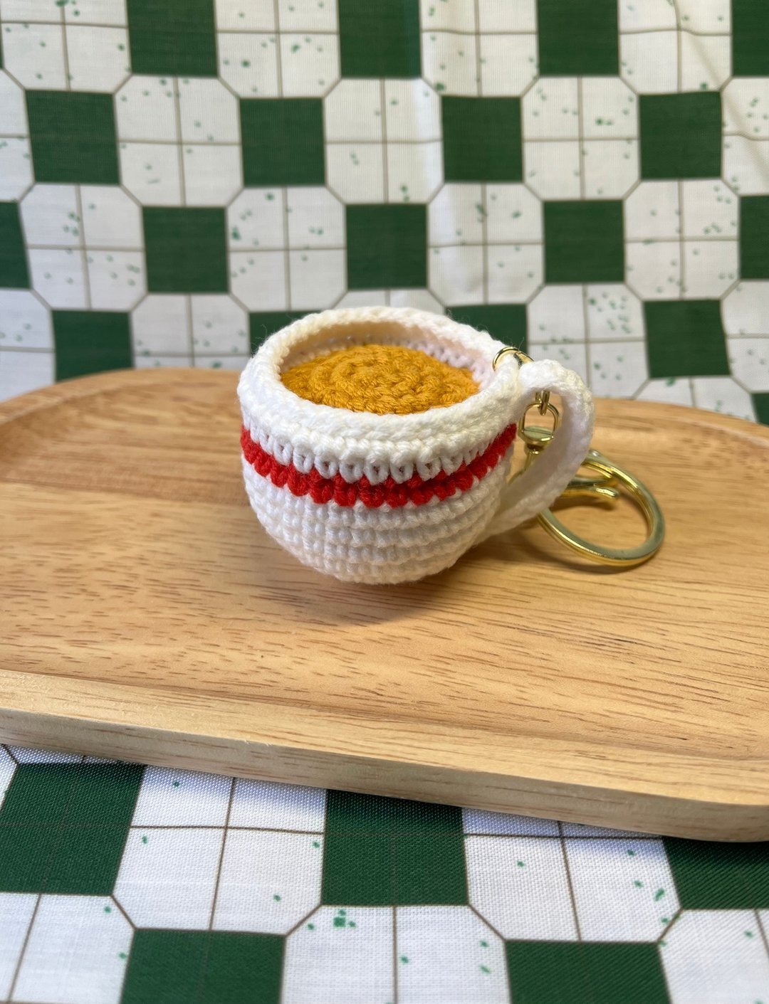 新品茶餐厅系列钩织港式奶茶匙扣 - 吊饰 - 棉．麻 白色
