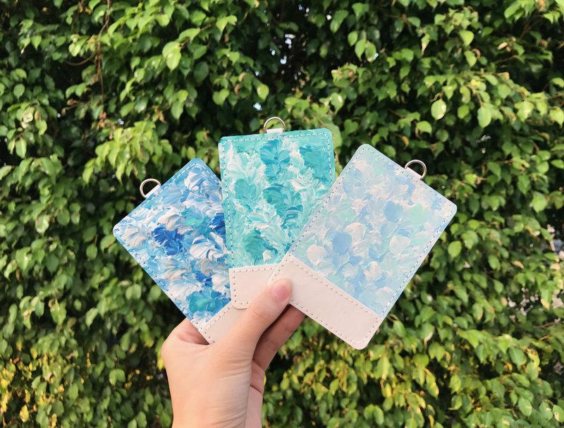 Yomarkett 手绘名片夹（蓝色系）| 附挂绳 - 名片夹/名片盒 - 颜料 蓝色