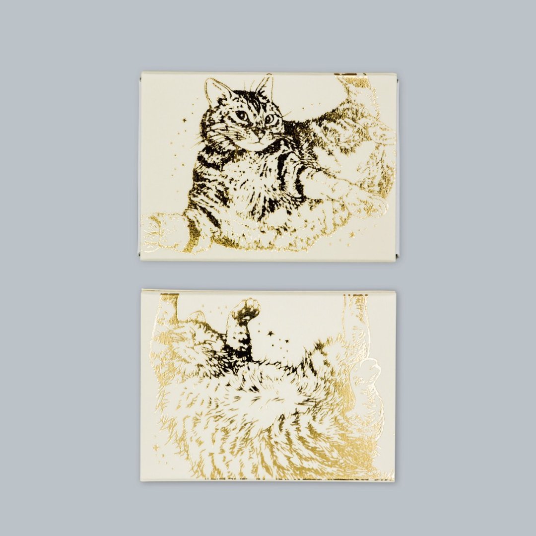 猫咪艺术系列 附便条小盒 象牙白 - 其他 - 纸 金色
