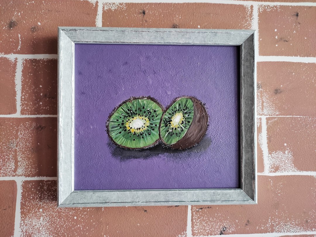 Fruit painting Kiwi painting artwork Kitchen wall decoration Housewarming gift - 墙贴/壁贴 - 压克力 多色