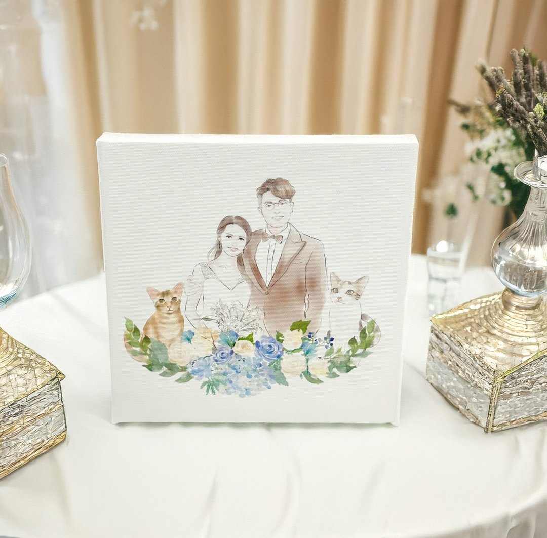 MYLoveHK 手绘似颜人像来图个人订造 婚照水彩风挂画 定制化礼物 - 订制画像 - 其他人造纤维 白色