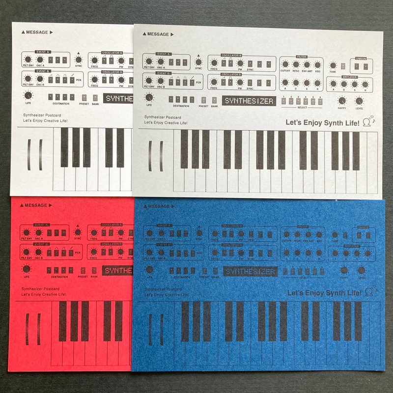 【明信片】合成器明信片四张组 Cool Tone Set - 卡片/明信片 - 纸 灰色