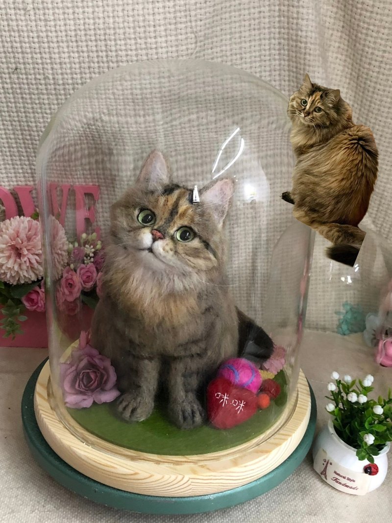 客制化逼真猫 羊毛毡 宠物 娃娃 定制 手工 狗狗猫咪 毛小孩 267 - 玩具 - 羊毛 多色