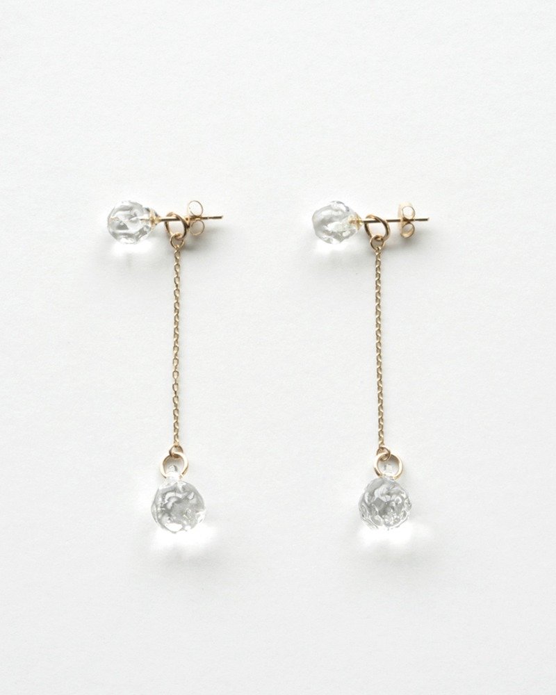 Hario手工玻璃耳环 - 两用水滴耳环 (HAA-PT-P-K10) - 耳环/耳夹 - 玻璃 透明