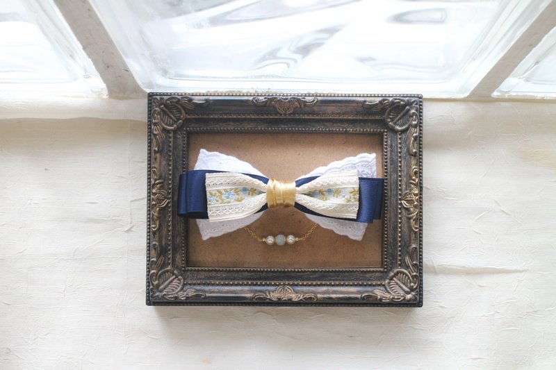 小花园的午后派对 - 贵族蓝 - 蝴蝶结发夹 自动夹 - 发饰 - 其他材质 蓝色