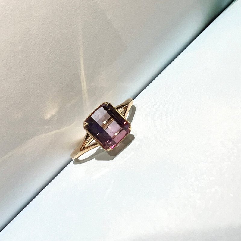 The Fusion  -  天然紫配粉红双色碧玺(1.71ct) 18k黄金戒指 - 戒指 - 贵金属 