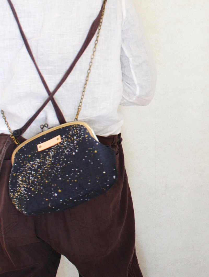 Purse pochette of　Starry sky - 侧背包/斜挎包 - 棉 黑色