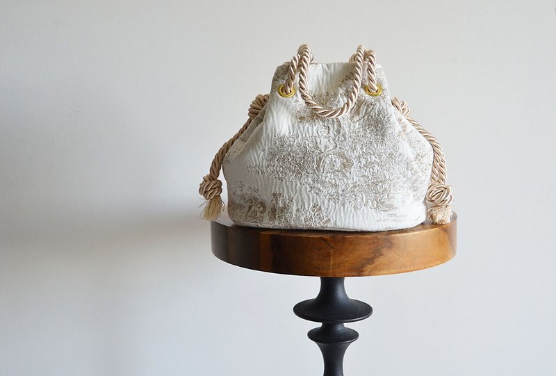 限量优质 SAFECO 法国 Toile de Jouy 提花 2way Marine 包拿铁 Toile de Jouy - 手提包/手提袋 - 棉．麻 卡其色