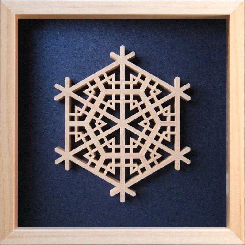 Kumiko Cube frame Design : Benten mie Kikkou 22 X 22 cm - 墙贴/壁贴 - 木头 蓝色