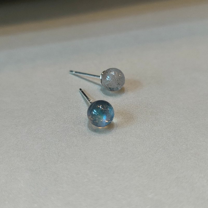 Le Bonheur 灰月光耳钉(情人节 生日礼物) - 耳环/耳夹 - 半宝石 蓝色