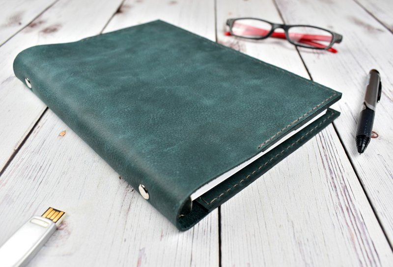 孔雀石精装可填充日记本 a5 6 孔 - 笔记本/手帐 - 真皮 透明