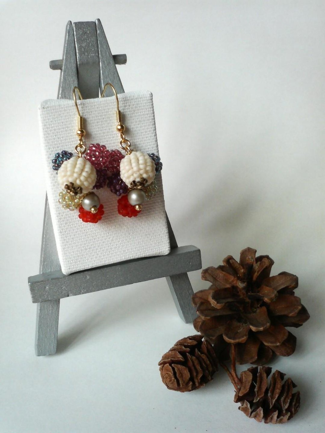 Nuts and Berries Earrings B (Pierced Earring) - 耳环/耳夹 - 玻璃 多色
