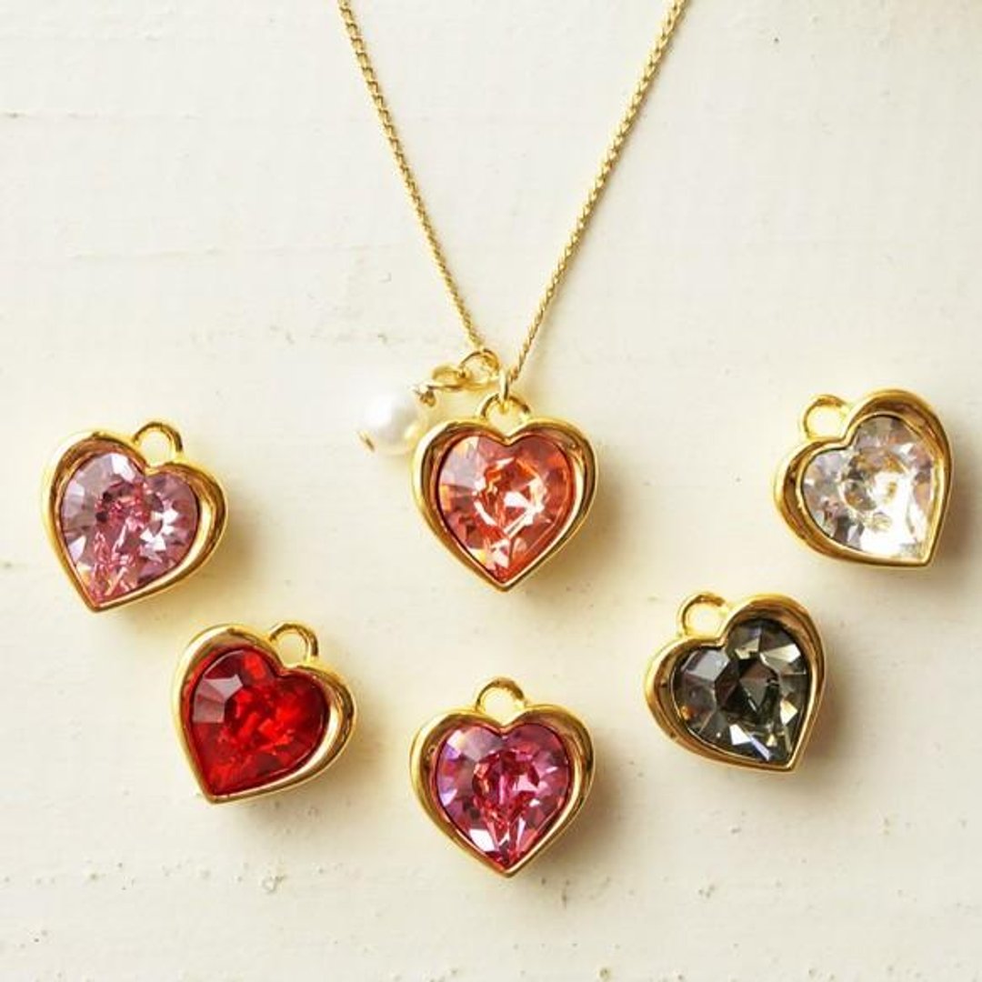 Love Heart Swallow Necklace - 项链 - 玻璃 粉红色