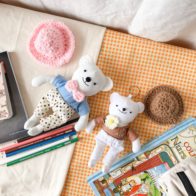 Mini bear keychain - 钥匙链/钥匙包 - 棉．麻 咖啡色