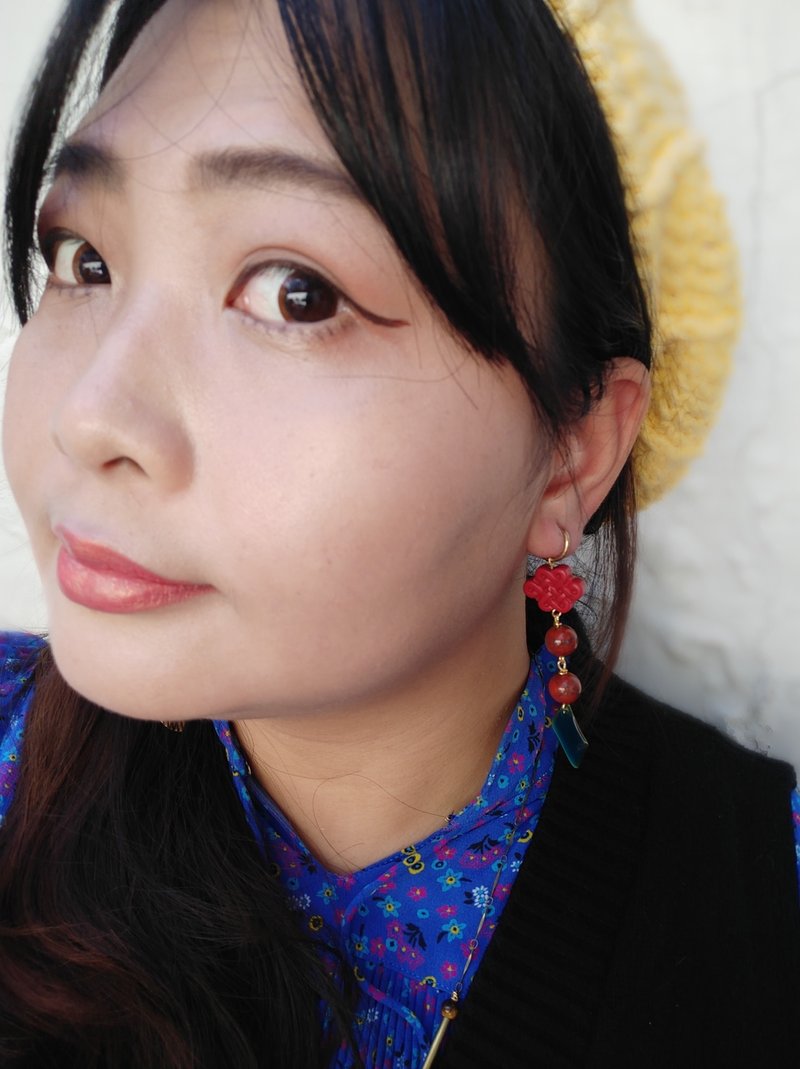 琅客客取名末代红心皇后款客定 - 耳环/耳夹 - 宝石 红色