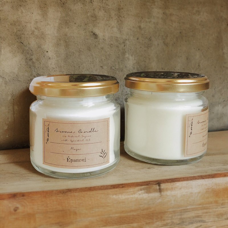 奢华大豆香氛蜡烛 天然大豆蜡烛，搭配金盖子 含简单包装 - 蜡烛/烛台 - 蜡 白色