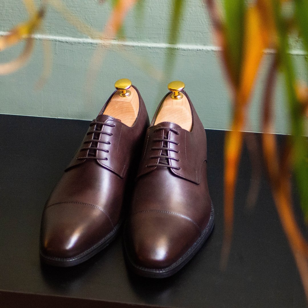 REGENT 简约横饰德比鞋-咖/ Cap Toe Derby-Brown - 男款皮鞋 - 真皮 咖啡色