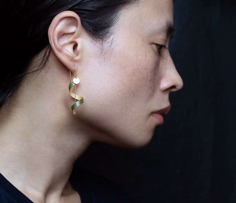 绽放的音符 - 台湾桂竹耳环 Musical Bloom - Bamboo Earring - 耳环/耳夹 - 竹 绿色