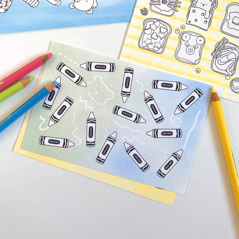 Crayon Coloring Postcard - 卡片/明信片 - 纸 