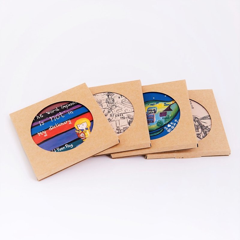 环保陶瓷吸水杯垫/泰国山村学童画作/高温烧制不退色/台湾莺歌制 - 杯垫 - 陶 