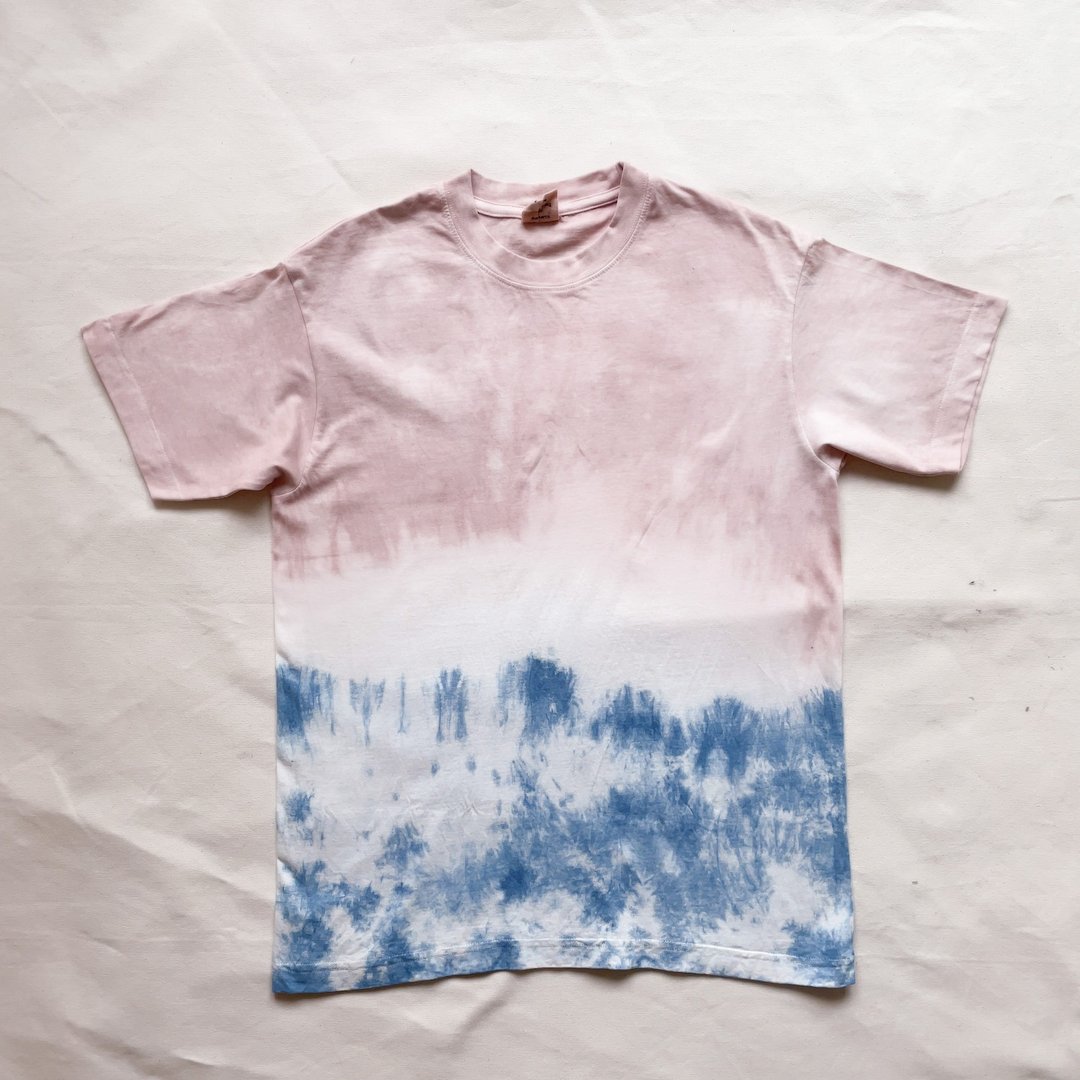 日本制造 手染 Coloring TEE 有机棉 蓝染 泥染 染色 Indigo Mud dyed shibori 绞染 - 女装 T 恤 - 棉 蓝色