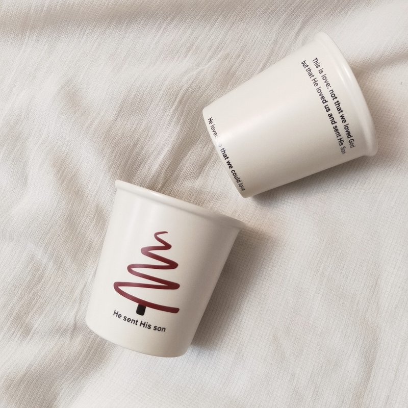【仿纸杯陶瓷杯】福音 圣诞节 非一次性 哑光 咖啡杯 300ml - 咖啡杯/马克杯 - 陶 白色