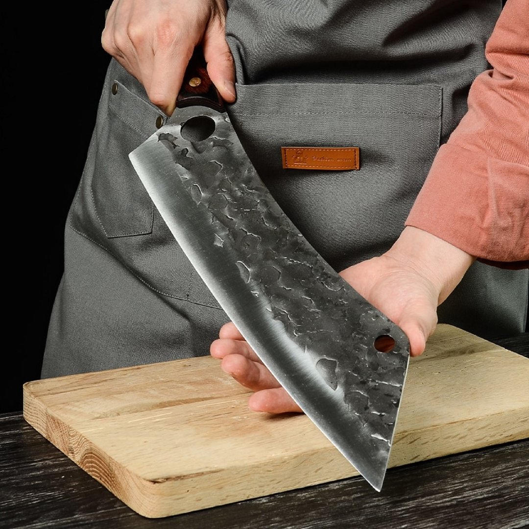 Kitchen Knife High Carbon Steel 12.5 Inch Long Chef Knife Forged Cleaver Cutting - 菜刀/刀架 - 其他金属 银色