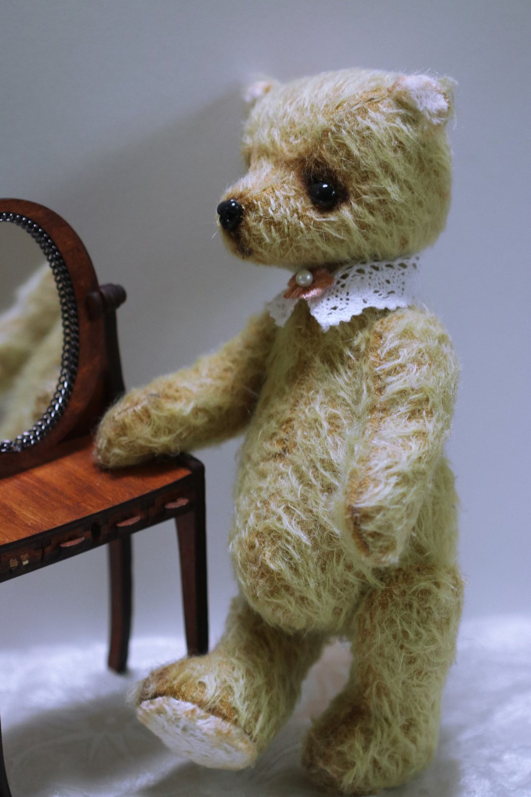 Artistic teddy bear/Collectible teddy bear yellow/German mohair/Soft Sculpture - 摆饰 - 其他材质 金色