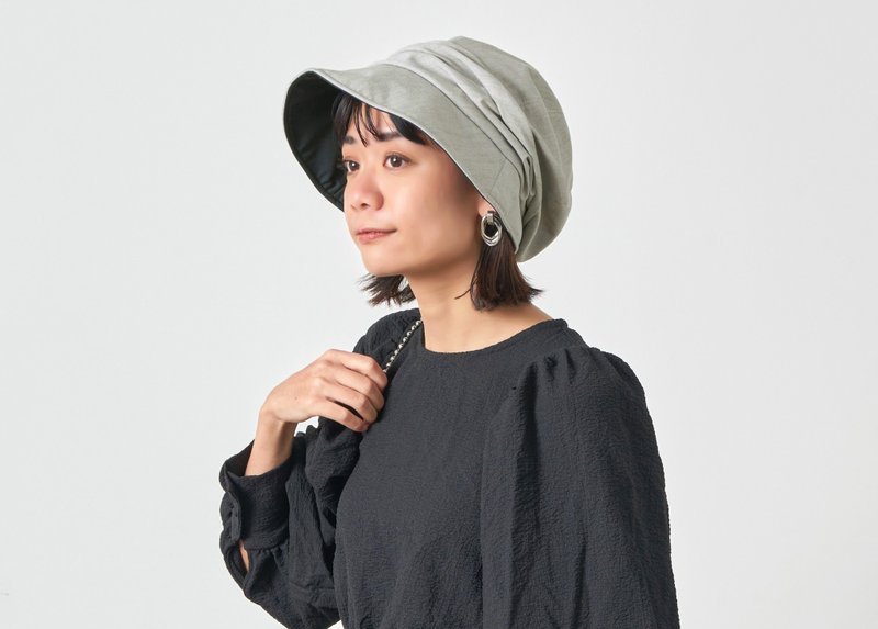 Womens Summer Sun Hat, Organic Cotton Newsboy Flat Cap, Slouch Chemo Baker Boy - 帽子 - 棉．麻 灰色