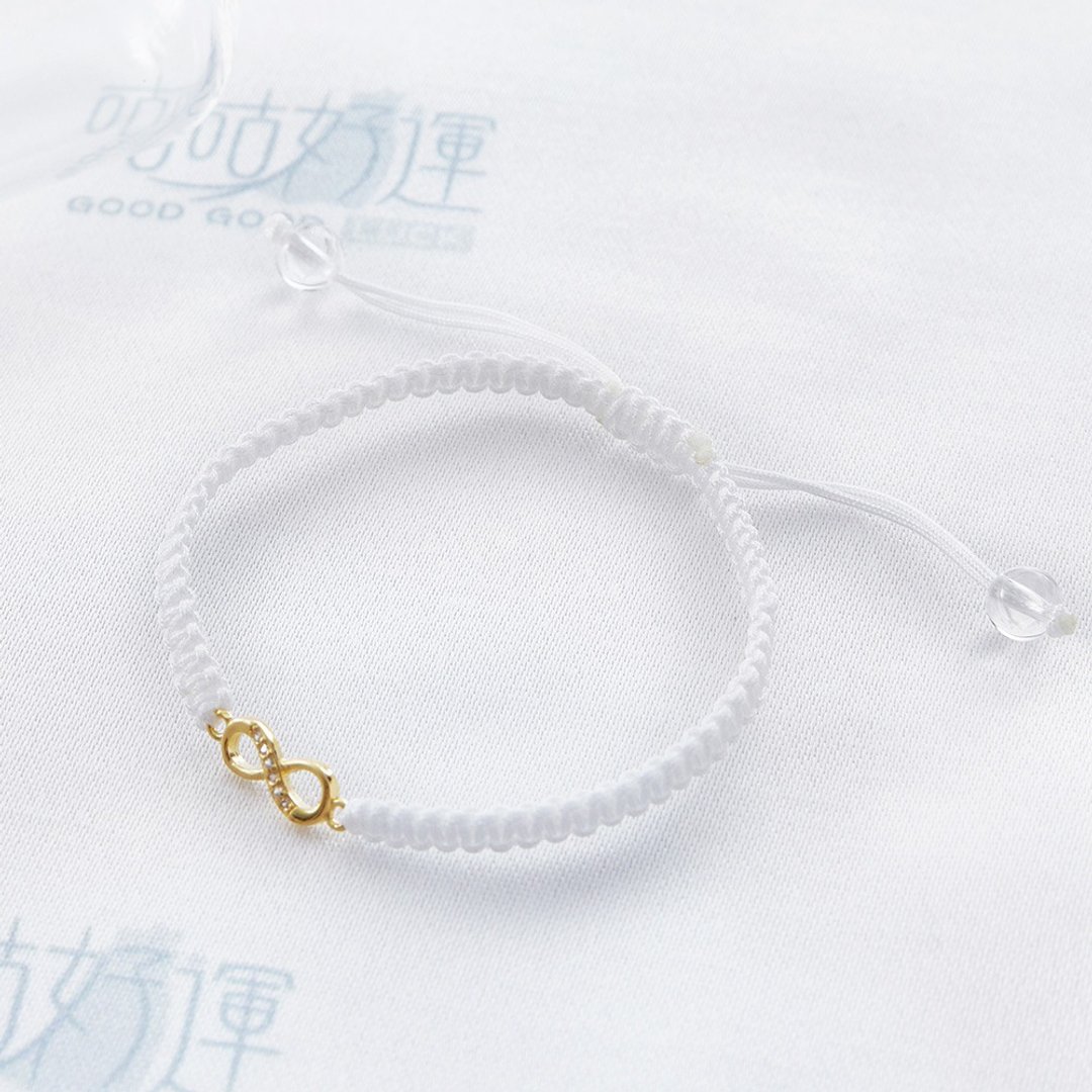 永恒的幸运14K金手链-白水晶 (含开光)净化身心、招贵人、保平安 - 手链/手环 - 水晶 透明