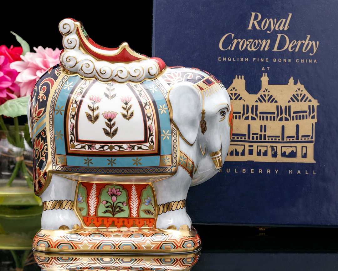 皇家御瓷东方瑞象Royal Crown Derby 1997吉祥之象限量骨瓷雕塑 - 摆饰 - 瓷 