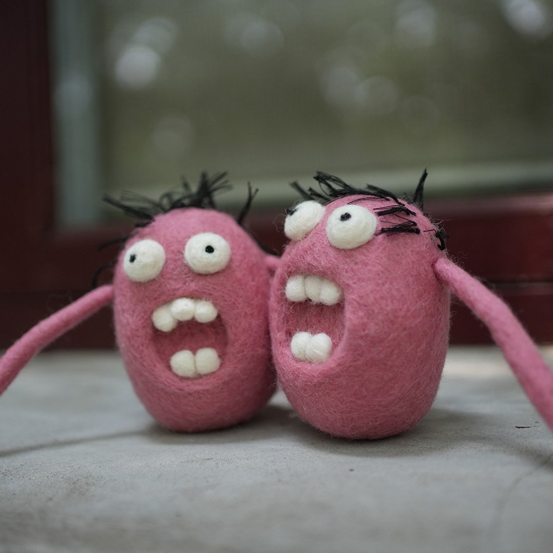 100% Wool 羊毛毡毛斯特Monster怪兽 _公平贸易 - 摆饰 - 羊毛 粉红色