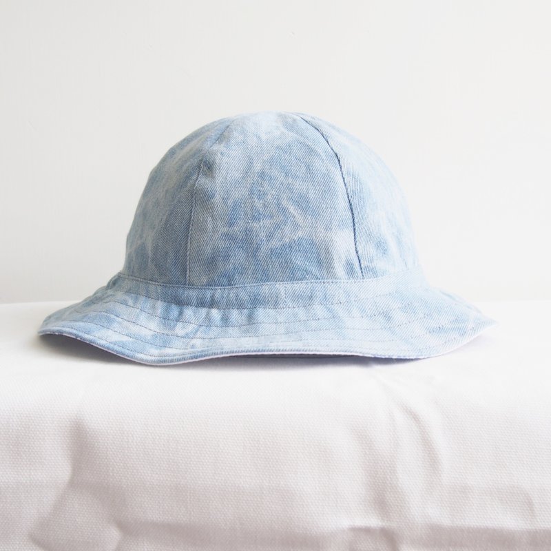 蓝调扎染(浅) 手工双面帽子 渔夫帽 - 帽子 - 棉．麻 蓝色