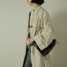 早春米白色简约通勤长款风衣