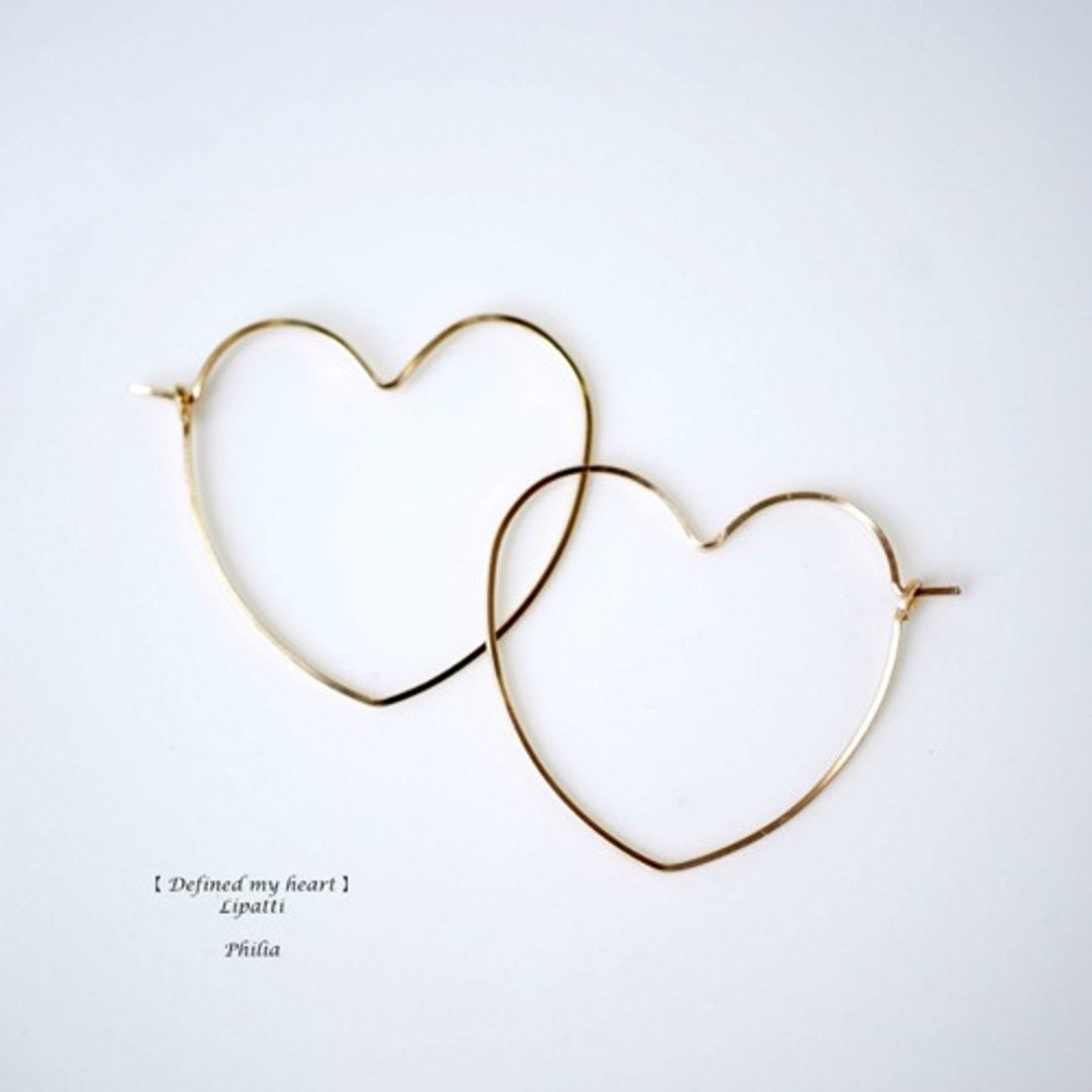 14KGF heart hoop earrings ~ Philia - 耳环/耳夹 - 其他材质 