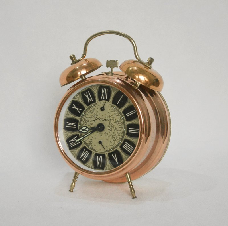 早期德国旧货 发条闹钟 - 时钟/闹钟 - 其他金属 金色