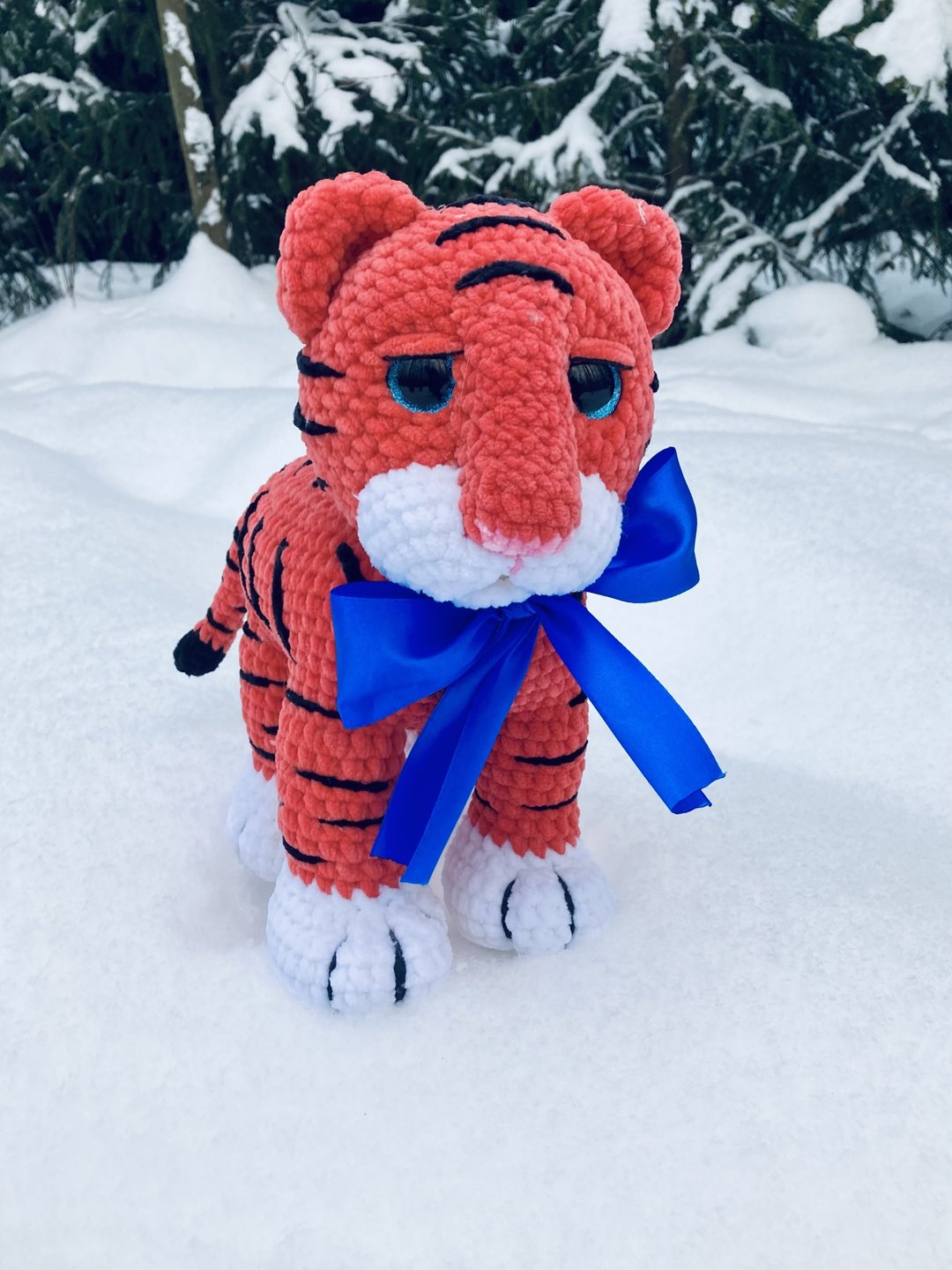 Crochet tiger toy amigurumi plush, stuffed tiger plush, stuffed animal tiger - 玩具/玩偶 - 其他材质 橘色