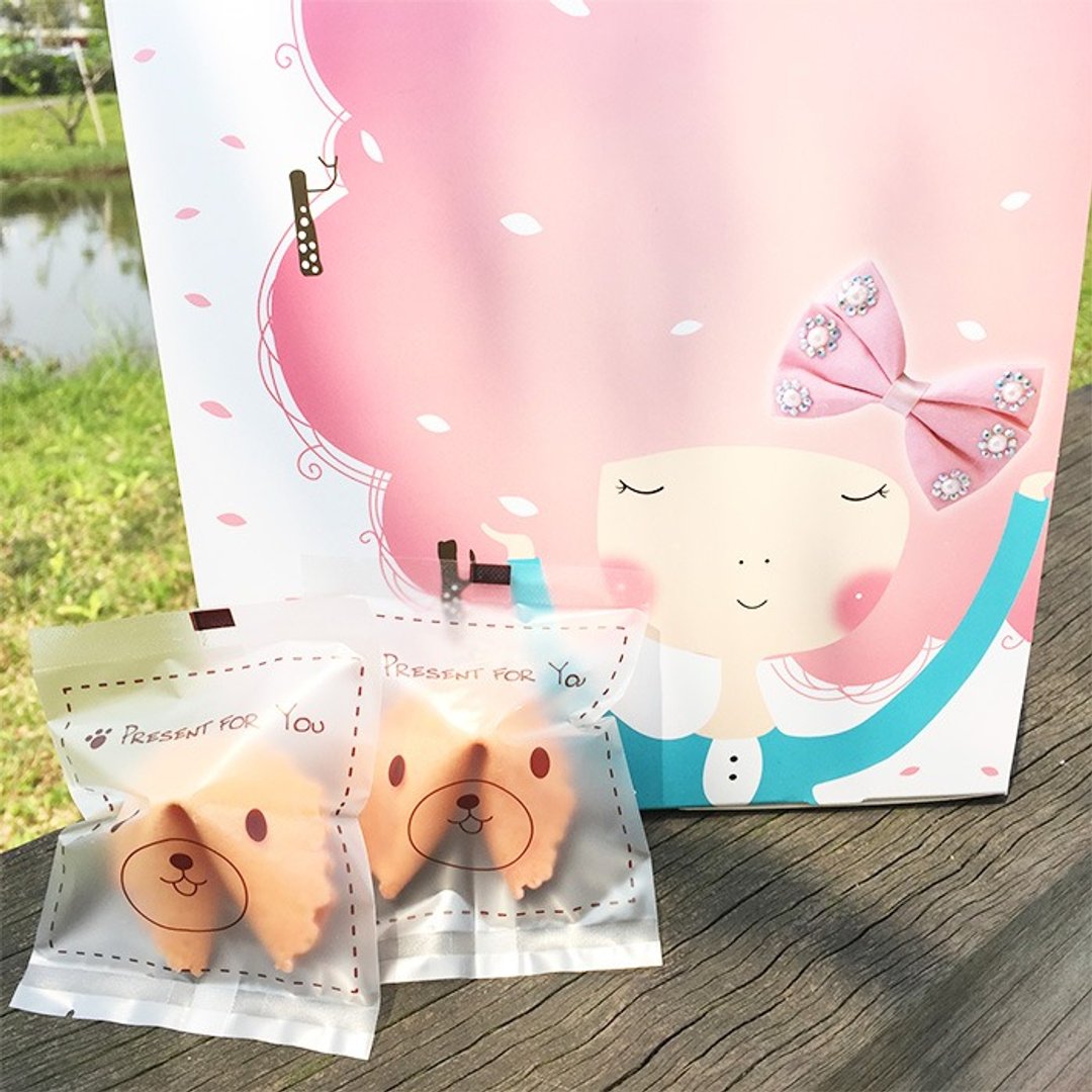 定制化幸运签饼 爆炸头少女礼盒 草莓风味 手工现烤幸运饼干FORTUNE COOKIE - 其他 - 新鲜食材 粉红色
