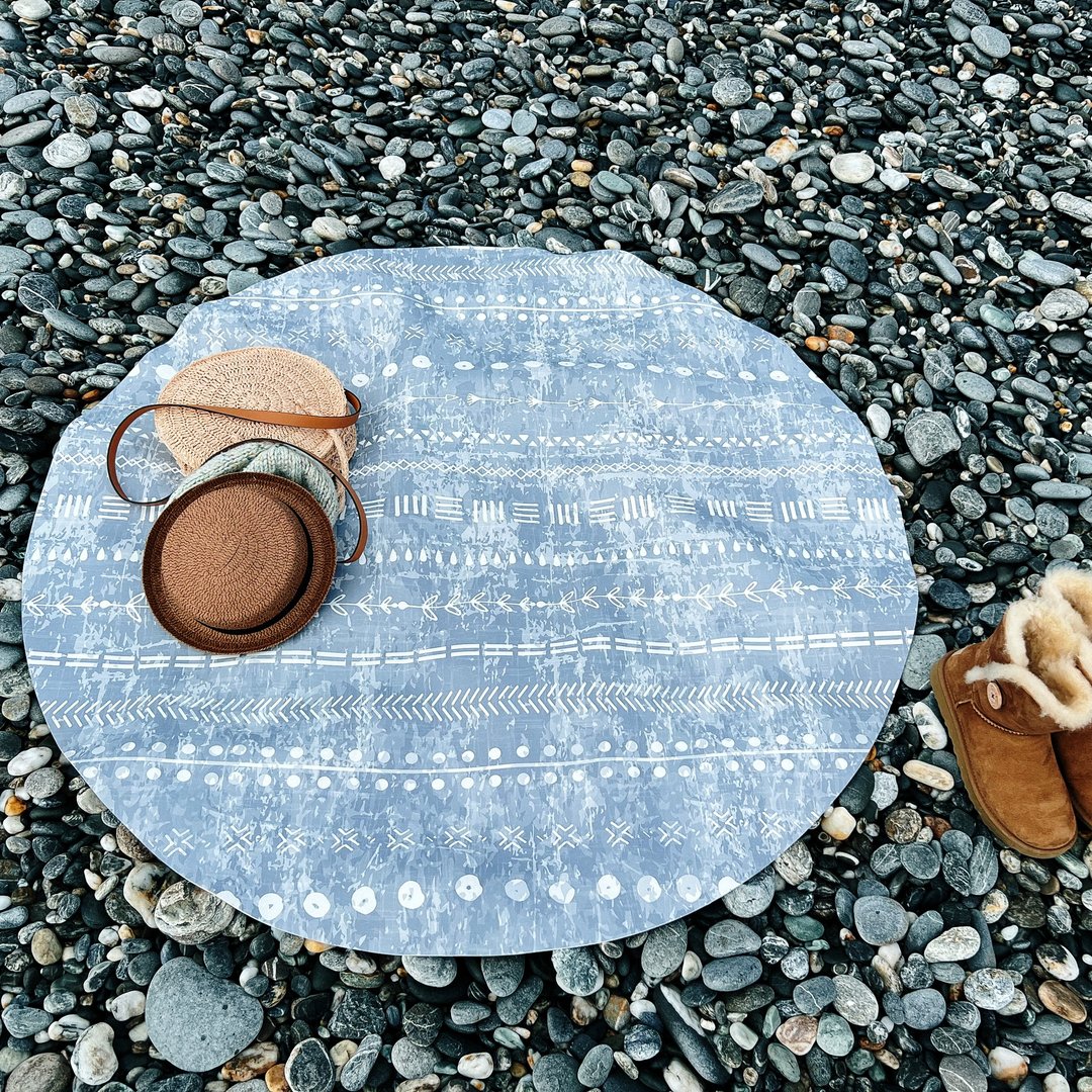 【PLAYZU】夏日风情 ∣ 环保无毒可降解皮革 防水地垫 设计圆形垫 - 地垫/地毯 - 人造皮革 蓝色
