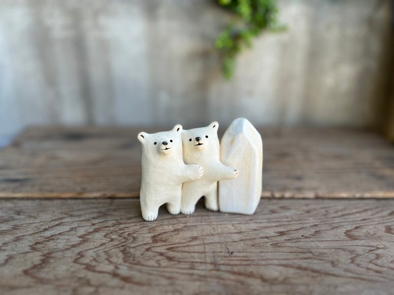 小北极熊兄弟与冰1 - 摆饰 - 陶 白色