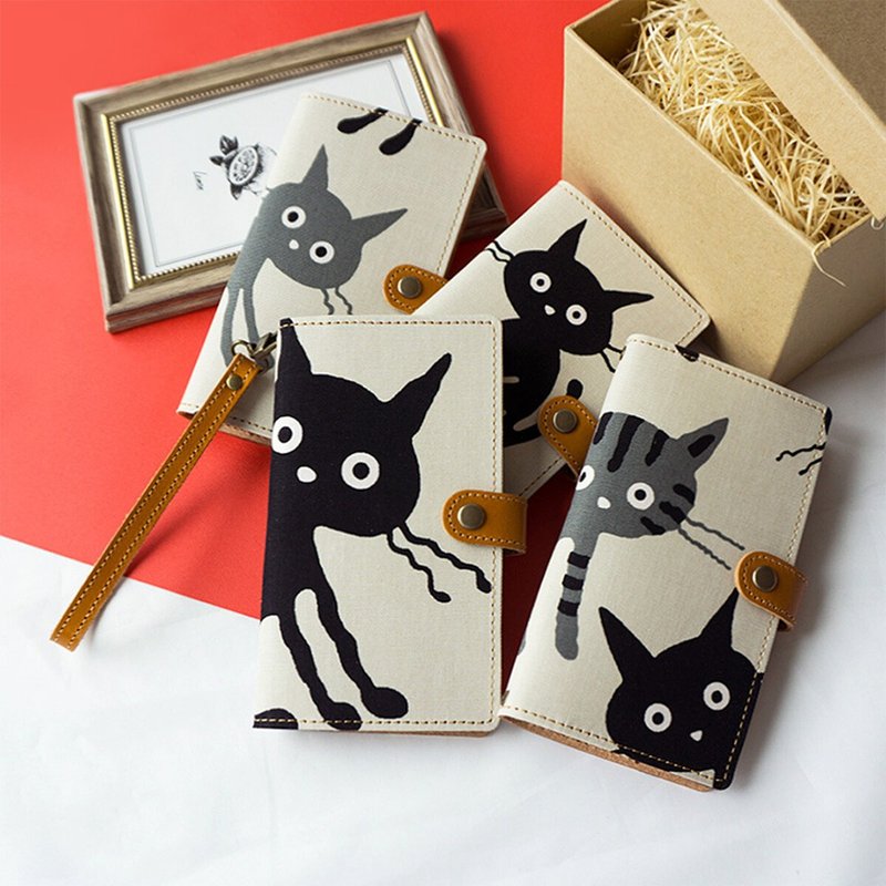 兼容于所有型号 智慧型手机壳 笔记型 [大猫-白-] 猫图 真皮 纯国产 AL14K - 手机壳/手机套 - 棉．麻 白色