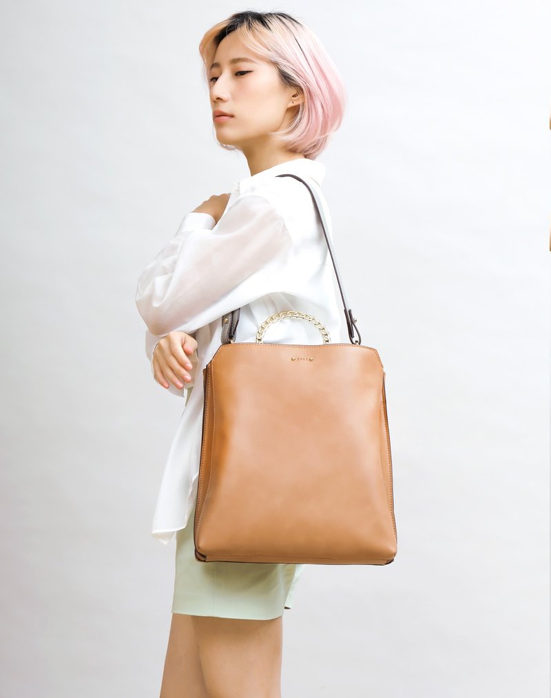 上班族 素皮革包 Mila 单肩/上肩袋/手挽袋 骆驼啡 - 电脑包 - 人造皮革 咖啡色