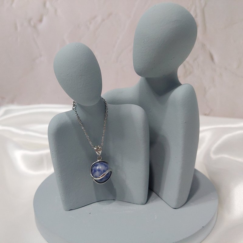 天然方纳石项链 - 项链 - 宝石 蓝色